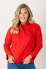 Foxcroft Tammy Simply Red Long Sleeve Popover Blouse