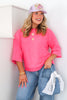 Casual Flow Floral Bubblegum Terry Short Sleeve Top