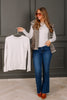 In Good Form Sand Beige Fitted Long Sleeve Top