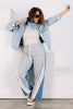About Time Light Denim Side Striped Wide Leg Pant