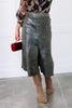 Insight Forest Stone Leather Midi Skirt