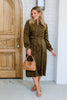 Madalyn Olive Long Sleeve Midi Dress