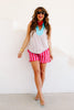 Perfect For You Aqua Striped Sleeveless Top