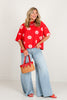 TWT® Corinne Red Flower Short Sleeve Shirt