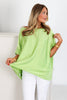 One Truth Lime Satin Short Sleeve Blouse
