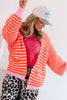 TWT® Alana Orange & Pink Striped Long Sleeve Cardigan