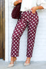 Willa Burgundy & Grey Polka Dot Wide Leg Pant