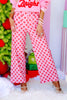 TWT® Pink and Red Polka Dot Wide Leg Pant