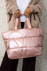 Daily Adventures Pink Puffy Quilted Tote Bag