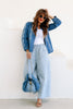 Getting Better Floral Embroidered Denim Long Sleeve Blouse
