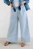 Stone Wash Stripe Denim Wide Leg Pant