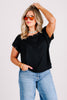 Auralis Metal Trim Black Eyelet Short Sleeve Top