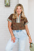 Better Moments Brown Short Sleeve Top