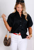 Foxcroft Paula Black Puff Short Sleeve Blouse