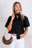 Foxcroft Paula Black Puff Short Sleeve Blouse