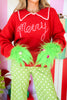 Merry Embroidered Red Long Sleeve Sweater