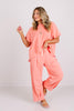 Double Date Coral Wide Leg Pant Set