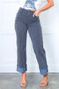 Tribal Sapphire Fly Front Wide Cuff Ankle Pant