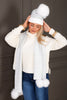 DOORBUSTER Mitchie's Turning Page Silver Pom Pom Scarf