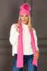 Mitchie's Ribbed Knit Pom Pom Hot Pink Cashmere Beanie Hat