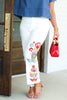 Leslie Floral White Cropped Pant
