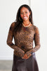 Free People Lilly Printed Brown Combo Long Sleeve Layering Top