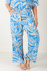 Tribal Palms Pull On Royal Wide Leg Ankle Pant