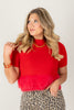 Date Night Red Short Sleeve Sweater