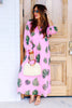 Callie Pink Long Sleeve Maxi Dress