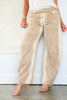Layla Deer Printed Camel Barrel Jean