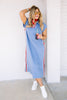 Aubrie Denim Short Sleeve Midi Dress