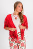 Mina Coral Red Fringe Shoulder Wrap