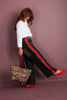 Lindsay Red & Taupe Striped Wide Leg Pant