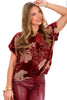 Ordinary Burgundy Velvet Sleeveless Blouse