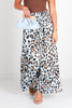 TWT® Celina Blue Leopard Satin Wide Leg Pant
