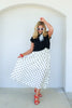 Julia Polka Dot Black Short Sleeve Midi Dress