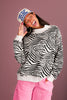 Addison Zebra Print Mock Neck Long Sleeve Sweatshirt