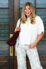 Tribal Heather Cream Crew Neck Short Sleeve Sweater
