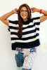 Piper Navy Striped Short Sleeve Sweater