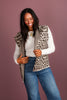 In The Woods Taupe Leopard Sleeveless Hoodie Vest