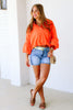 Regina Red Orange Long Sleeve Blouse
