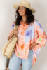 Fun Gathering Tangerine Floral Mix Loose Fit Top