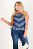 Keep Believing Chevron Denim Blue Sleeveless Blouse