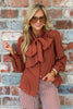 TWT® Tristan Brown Bow Long Sleeve Blouse