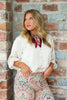 Gathered Around Cream 3/4 Sleeve Blouse