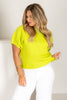 Next Move Lime Short Sleeve Sweater Top