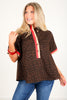 Veronica Brown Leopard Short Sleeve Blouse