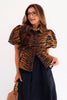 Emily McCarthy Britt Tiger Jacquard Short Sleeve Blouse