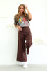 Hailey Heavy Ponte Brown Pintuck Pant