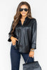 Foxcroft Agnes Leather Black Long Sleeve Blouse